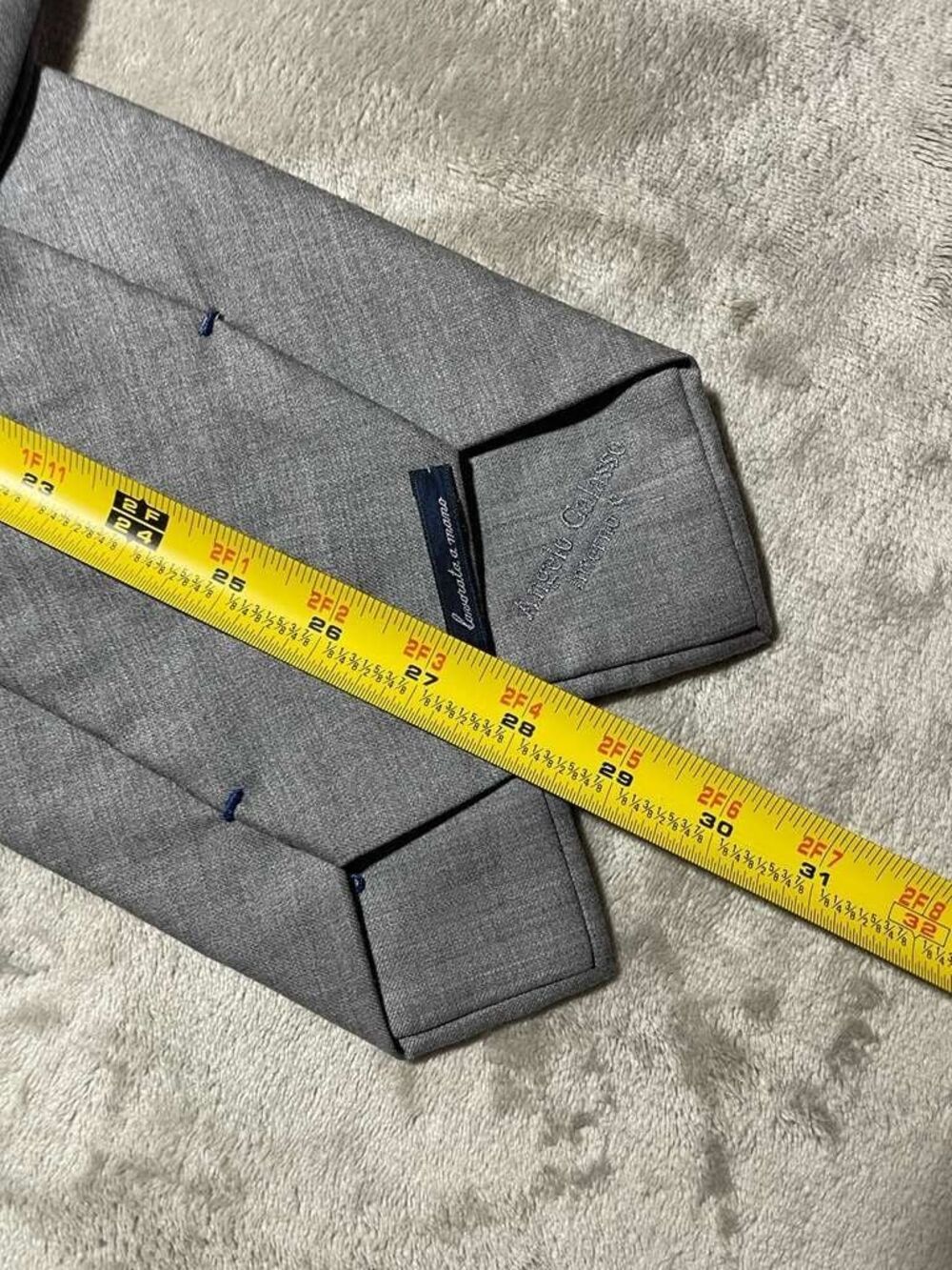Angelo Galasso Laine Wool Neck Tie Men's Gray Made in Italy - Picture 6 of 9